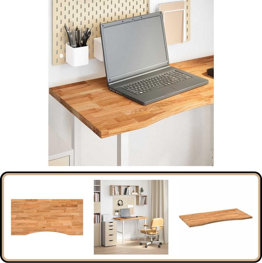 VidaXL Eikenhouten Bureaublad 100x50 cm Lichtbruin Eikenhouten Bureau Houten Bureau Blad Kantoorbureau Werkblad
