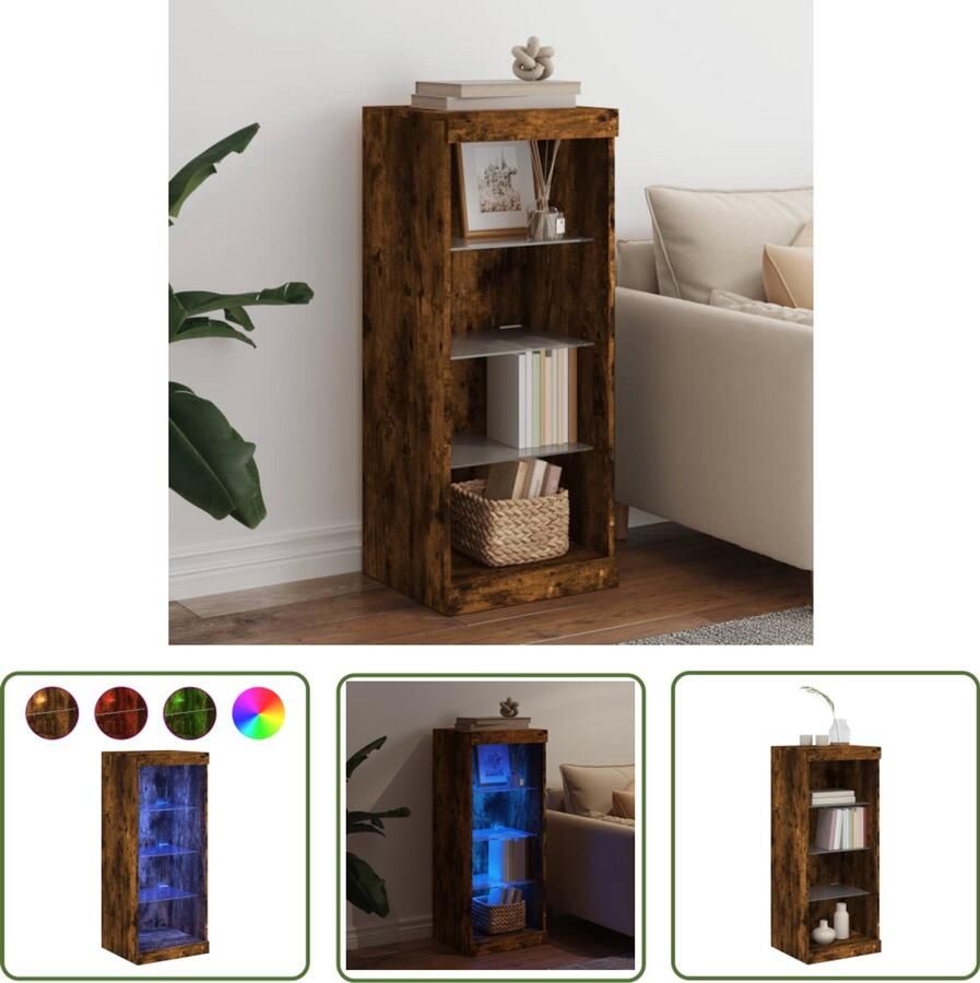 VidaXL Dressoir met LED-verlichting 41x37x100 cm gerookt eikenkleurig Dressoir Eikenhouten Dressoir Modern Dressoir Led Dressoir Tv Dressoir