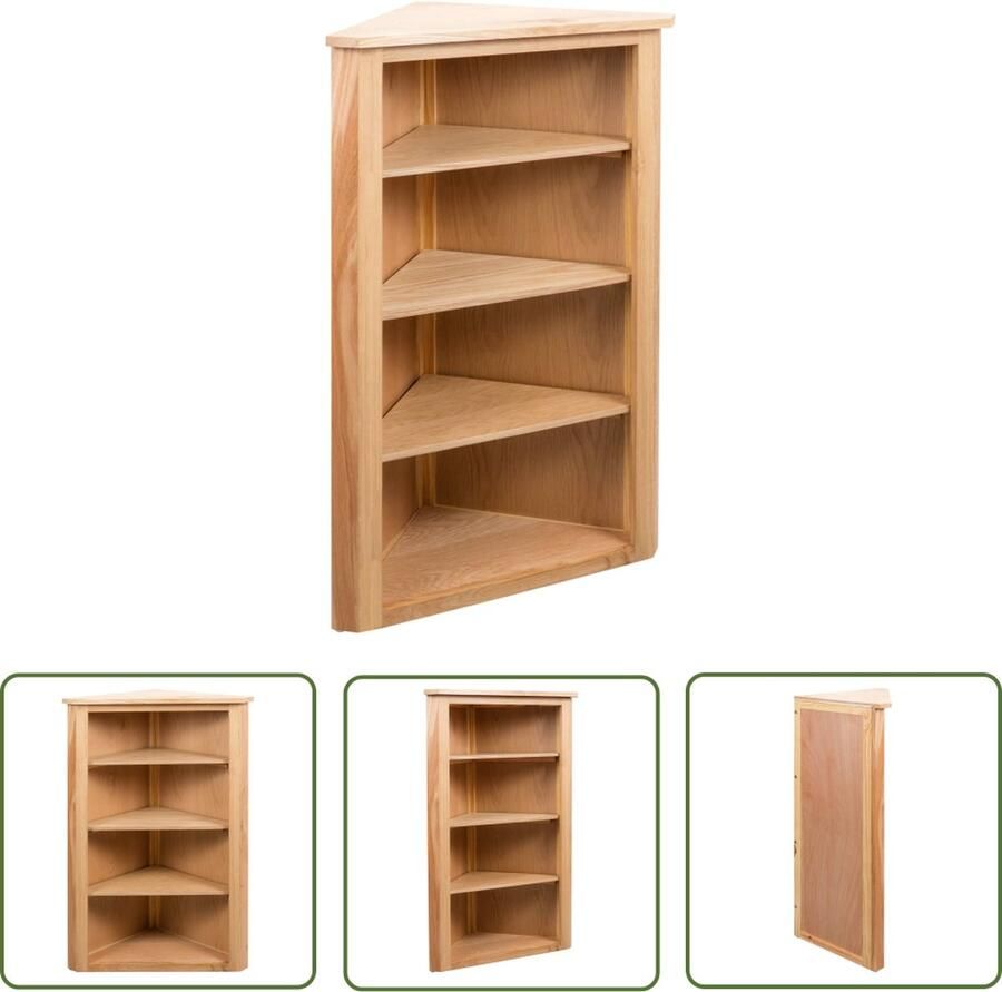 The Living Store Hoekkast Eikenhout 59x36x100 cm Opbergruimte Decoratief Eenvoudige montage Hoekkast Eikenhouten Kast Opbergkast Livingroom Furniture Woonkamerdecoratie - Foto 2