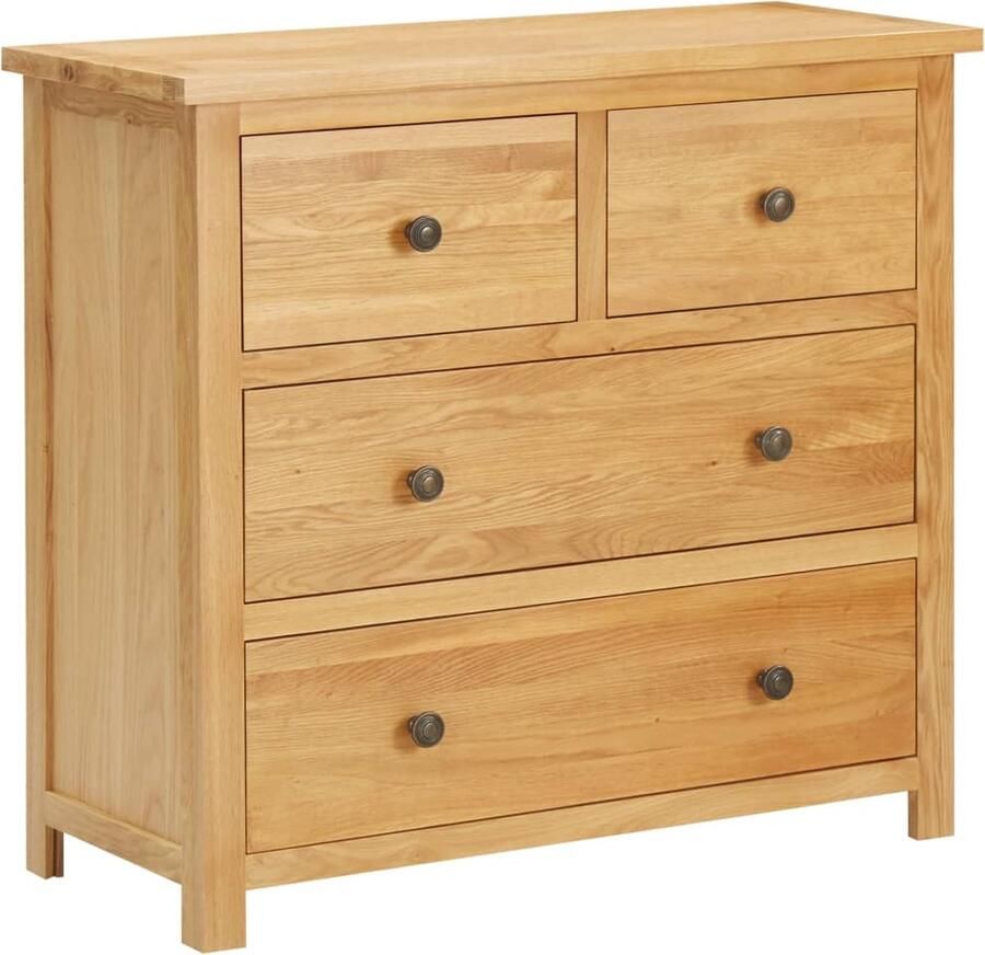 VidaXL Eikenhouten Meubel Ladekast 80x33 5x75 cm massief eikenhout Houten Ladekast Vintage Kast Landelijk Interieur