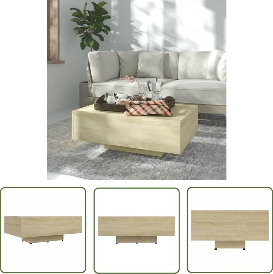 The Living Store Banktafel Sonoma Eiken 85 x 55 x 31 cm Stevig en duurzaam Salontafel Eikenhouten Meubilair Houten Salontafel Bruine Salontafel Kleine Salontafel - Foto 2