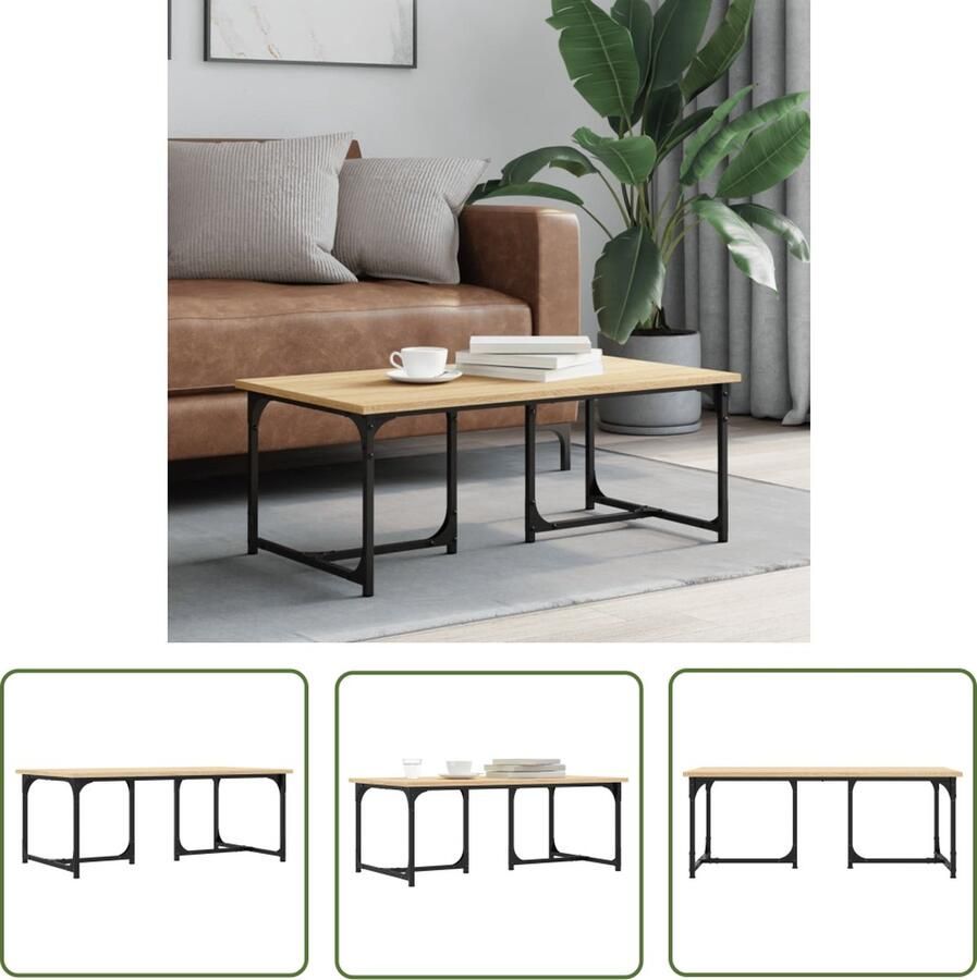 The Living Store Salontafel 90x50x35 cm bewerkt hout sonoma eikenkleurig Salontafel Eikenhouten Meubilair Houten Salontafel Trendige Salontafel Livingroom Furniture