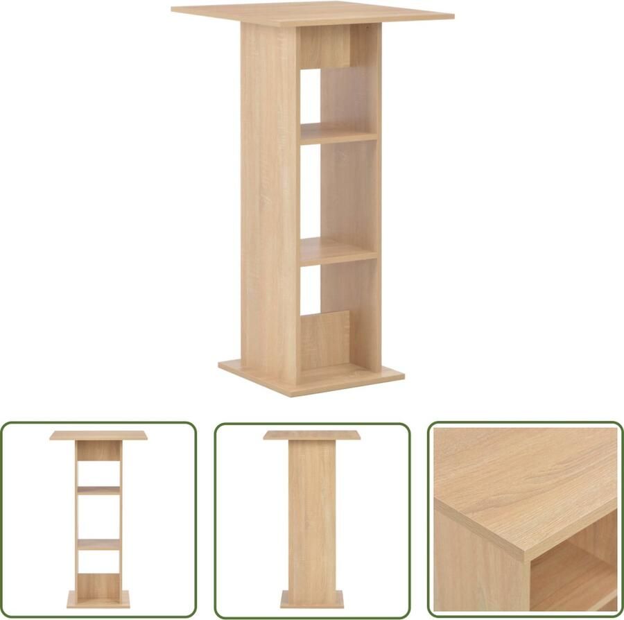 The Living Store Bartafel K110cm Eikenhout Met Schappen Bartafel Eikenhouten Tafel Salontafel Kookeiland Bistrotafel