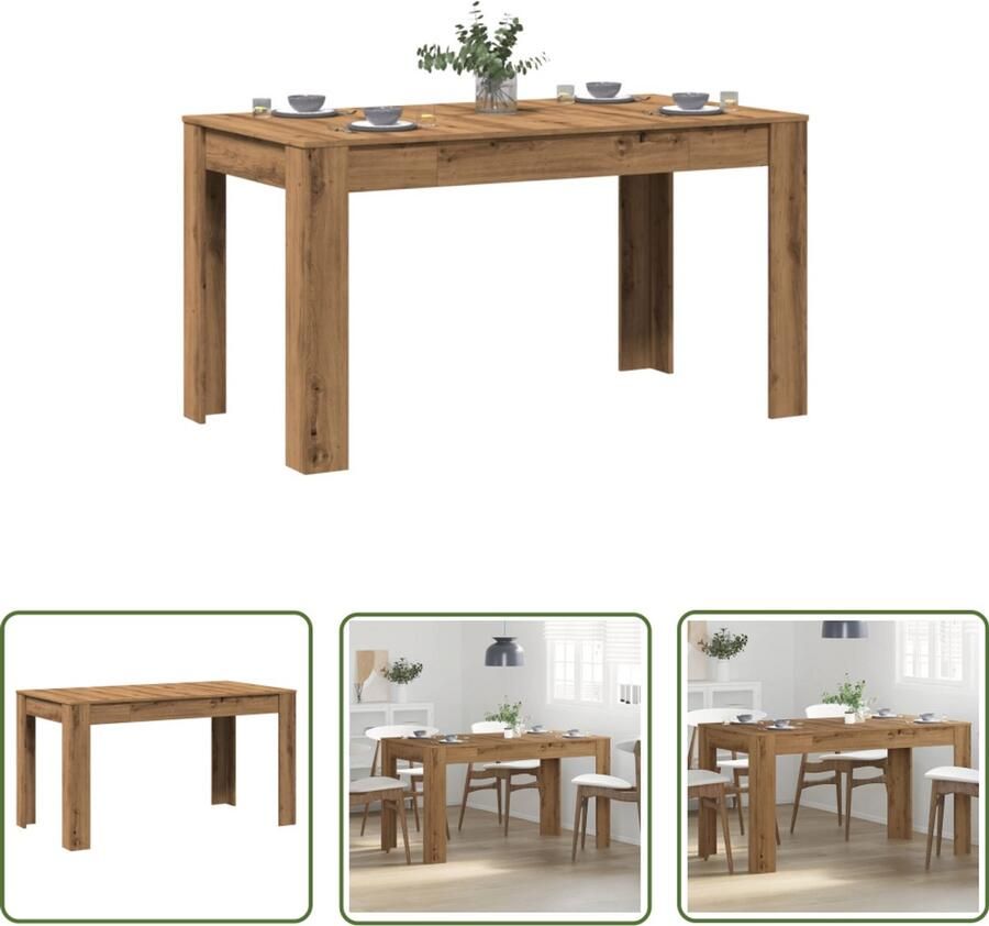 The Living Store Eettafel 140x74 5x76 cm bewerkt hout artisanaal eikenkleurig Eetkamertafel Houten Tafel Salontafel Modern Design Eiken Kleur