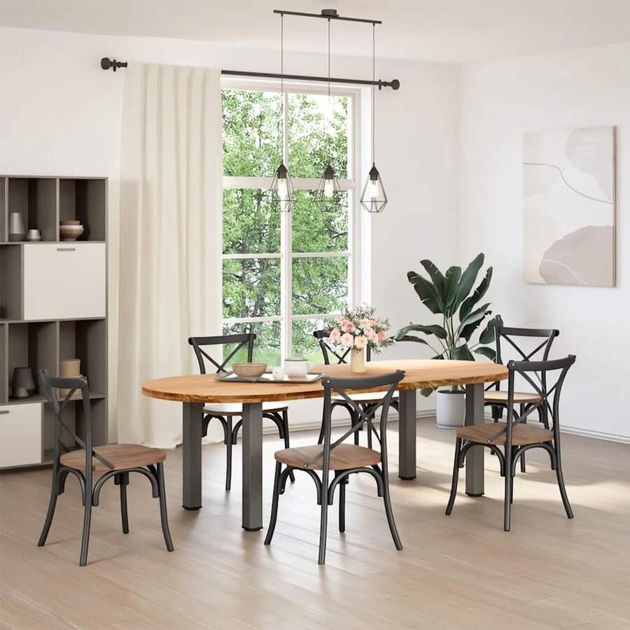 VidaXL Eettafel Eettafels Eetkamertafel Keukentafel Eettafel 240x100x74 cm ovaal massief eikenhout lichtbruin