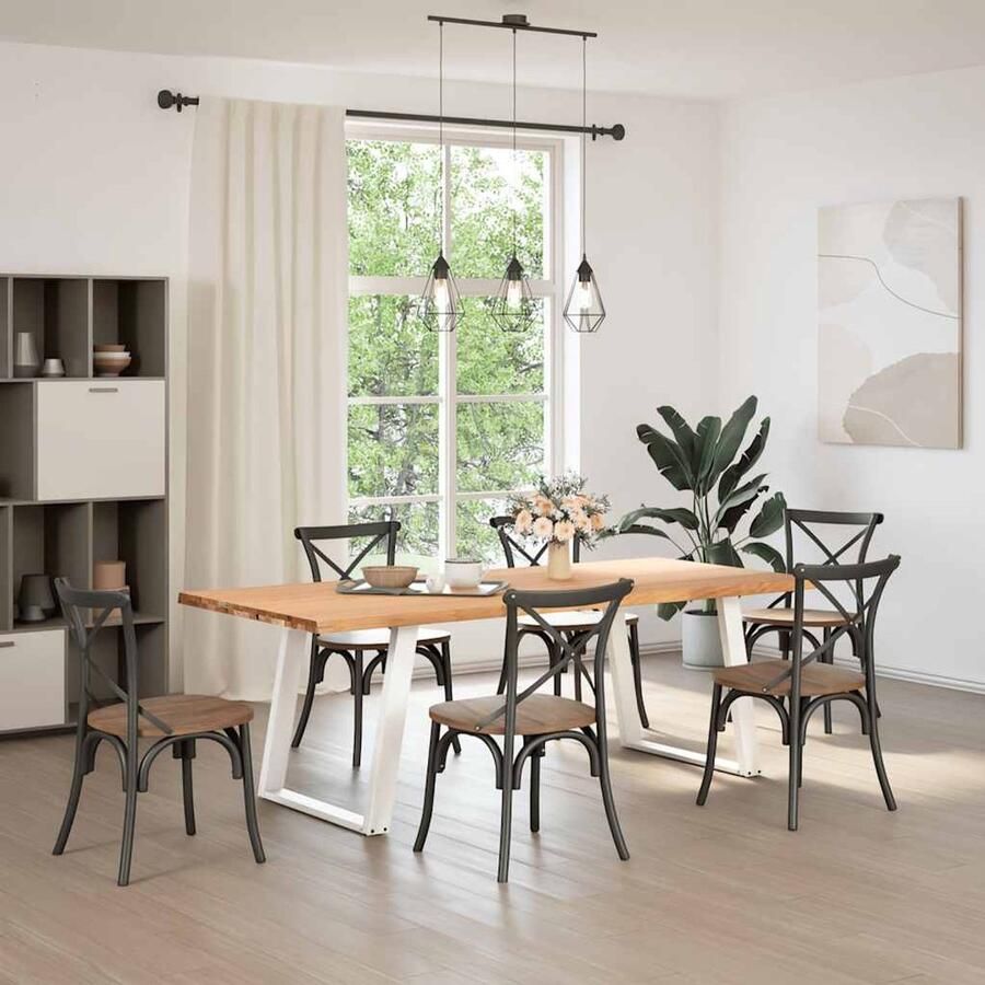 VidaXL Eettafel met natuurlijke rand 220x100x74 cm massief eikenhout Eetkamertafel Eikenhouten Tafel Massieve Eettafel Grote Eettafel Ronde Eettafel