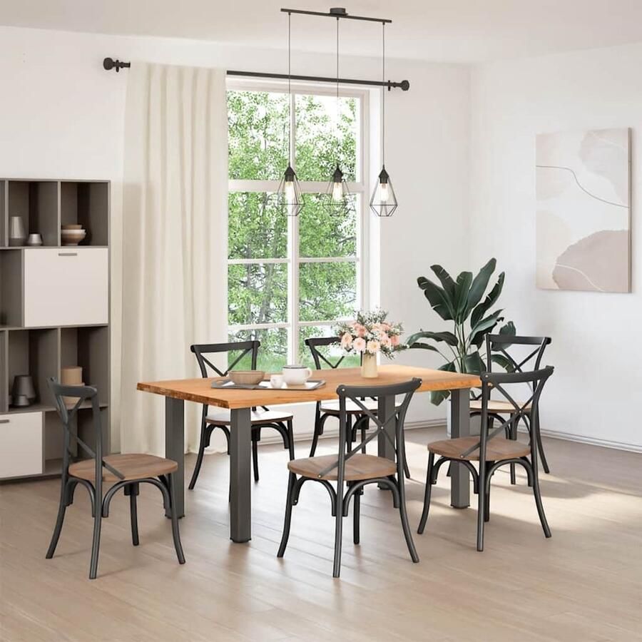 VidaXL Eikenhouten Tafel Eetkamertafel Eettafel rechthoekig 180x100x74 cm massief eikenhout lichtbruin Rechte Eettafel Salontafel Dining Table