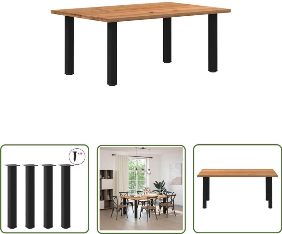 The Living Store Eettafel rechthoekig 180x120x74 cm massief eikenhout lichtbruin Eetkamertafel Eikenhouten Tafel Grote Eettafel Solide Tafel Design Tafel - Foto 3