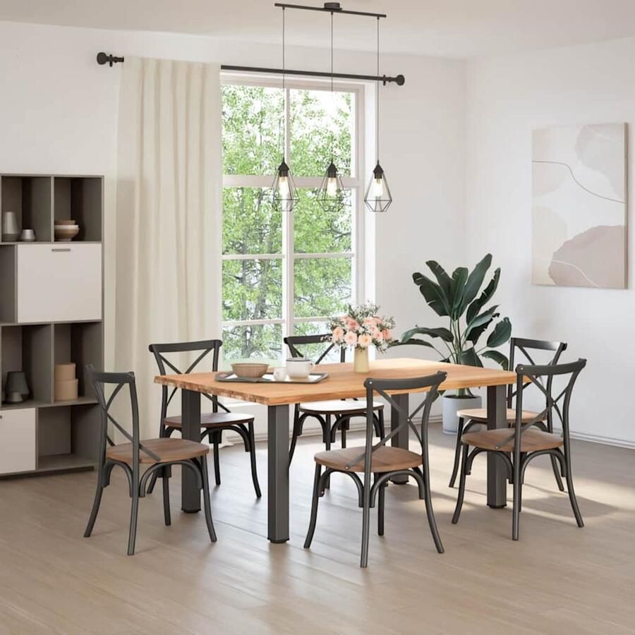 The Living Store Eettafel rechthoekig 180x120x74 cm massief eikenhout lichtbruin Eetkamertafel Eikenhouten Tafel Salontafel Grote Tafel Massief Hout