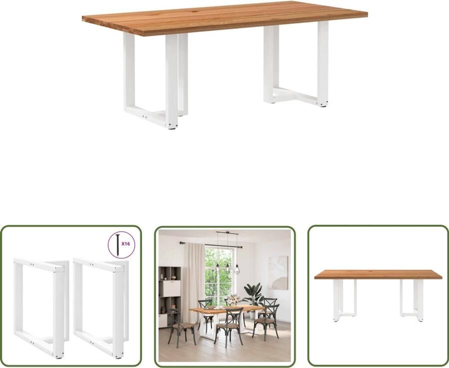 The Living Store Eettafel rechthoekig 200x100x74 cm massief eikenhout lichtbruin Eetkamertafel Eikenhouten Tafel Salontafel Grote Tafel Industriële Tafel - Foto 6