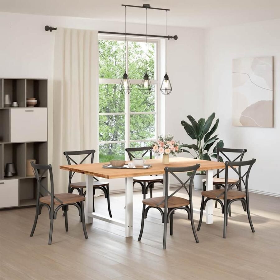 The Living Store Eettafel rechthoekig 200x120x74 cm massief eikenhout lichtbruin Eetkamertafel Salontafel Houten Tafel Eikenhouten Tafel Grote Tafel