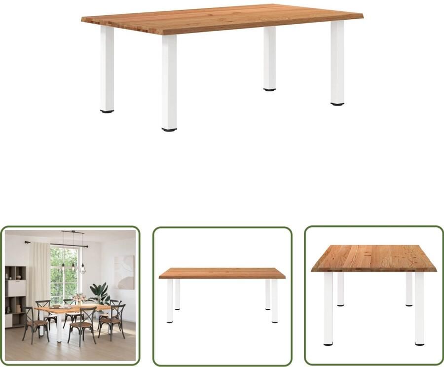 VidaXL Eikenhouten Tafel Eetkamertafel Eettafel rechthoekig 200x120x74 cm massief eikenhout lichtbruin Rechte Eettafel Massieve Eettafel Salontafel