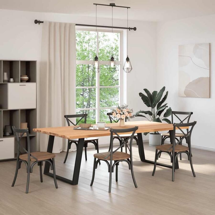 VidaXL Eettafel Massief Eikenhout 240x120cm Eetkamertafel Eikenhouten Tafel Grote Tafel Solide Tafel Design Tafel