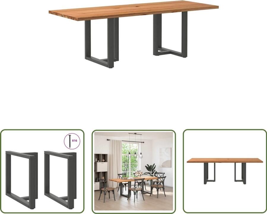 The Living Store Eettafel rechthoekig 240x90x74 cm massief eikenhout lichtbruin Eetkamertafel Eikenhouten Tafel Grote Tafel Solide Tafel Massief Eikenhout - Foto 2