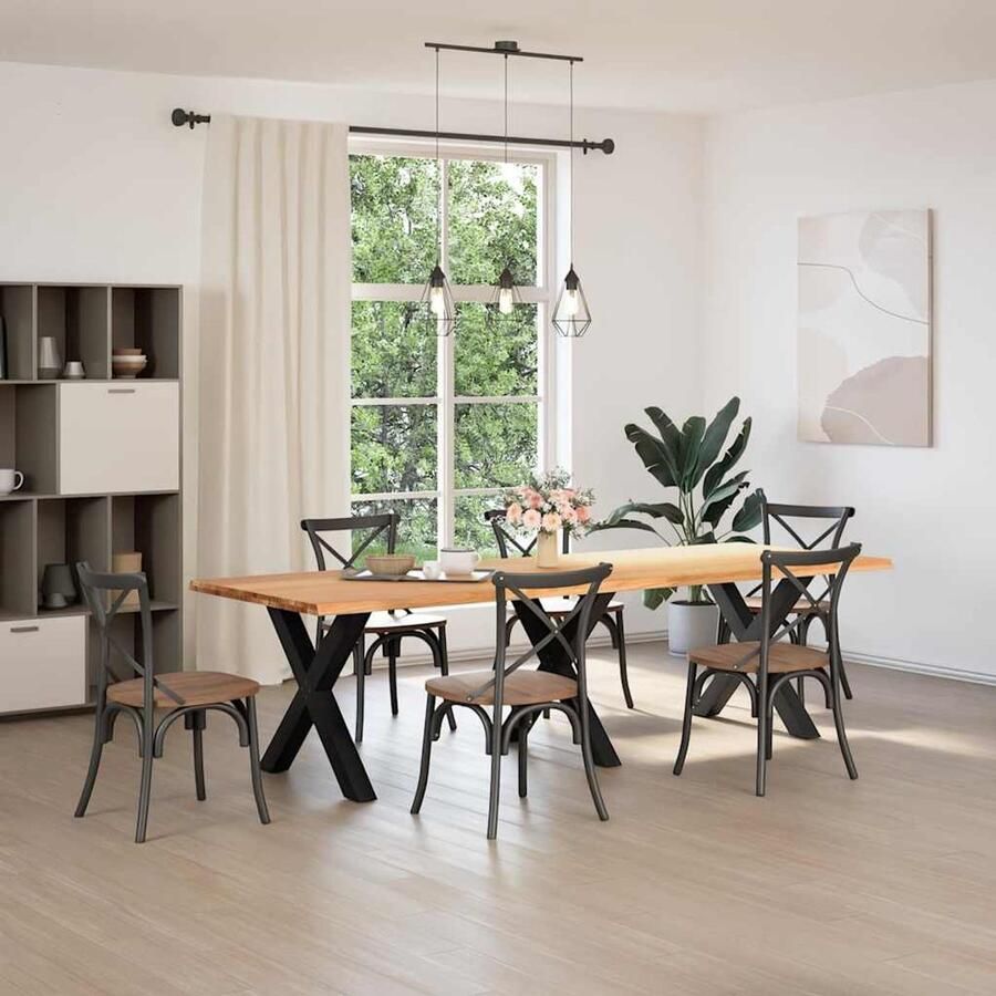 The Living Store Eettafel rechthoekig 280x100x74 cm massief eikenhout lichtbruin Eetkamertafel Eikenhouten Tafel Grote Tafel Salontafel Diningtable - Foto 2