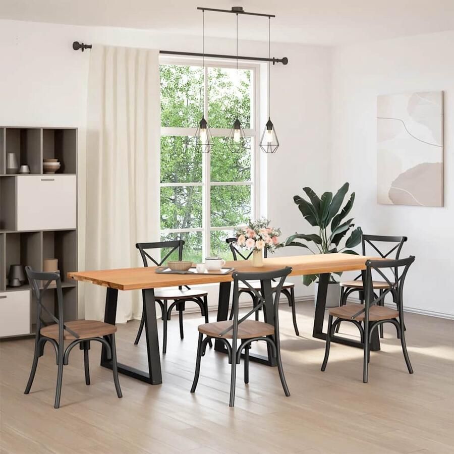 VidaXL Eikenhouten Tafel Eetkamertafel Eettafel rechthoekig 280x90x74 cm massief eikenhout lichtbruin Rechte Eettafel Salontafel Dinertafels