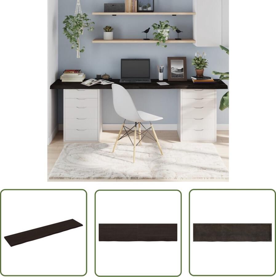 The Living Store Eikenhouten Tafelblad 220 x 50 x 4 cm Donkergrijs Handgemaakt Tafelblad Eikenhouten Tafelblad Houten Tafelblad Salontafel Eetkamertafel