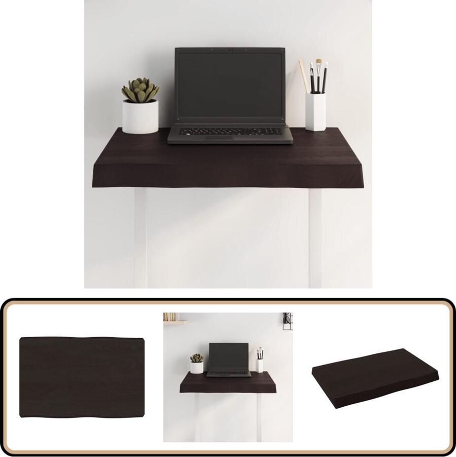 VidaXL Eikenhouten Tafelblad 60x40 cm Donkerbruin Eikenhouten Tafelblad Vervangen Salontafel Eetkamertafel Oak Wood Furniture Vintage Tafelblad Industriele Tafel