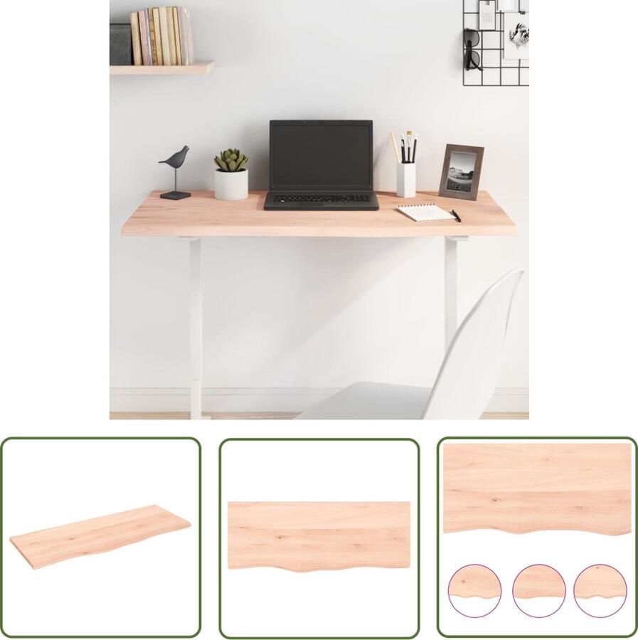 VidaXL Tafelblad 100x40x2 cm onbehandeld massief eikenhout Tafelblad Eiken Eikenhouten Tafelblad Massief Eikenhout Vintage Tafelblad DIY Tafelblad