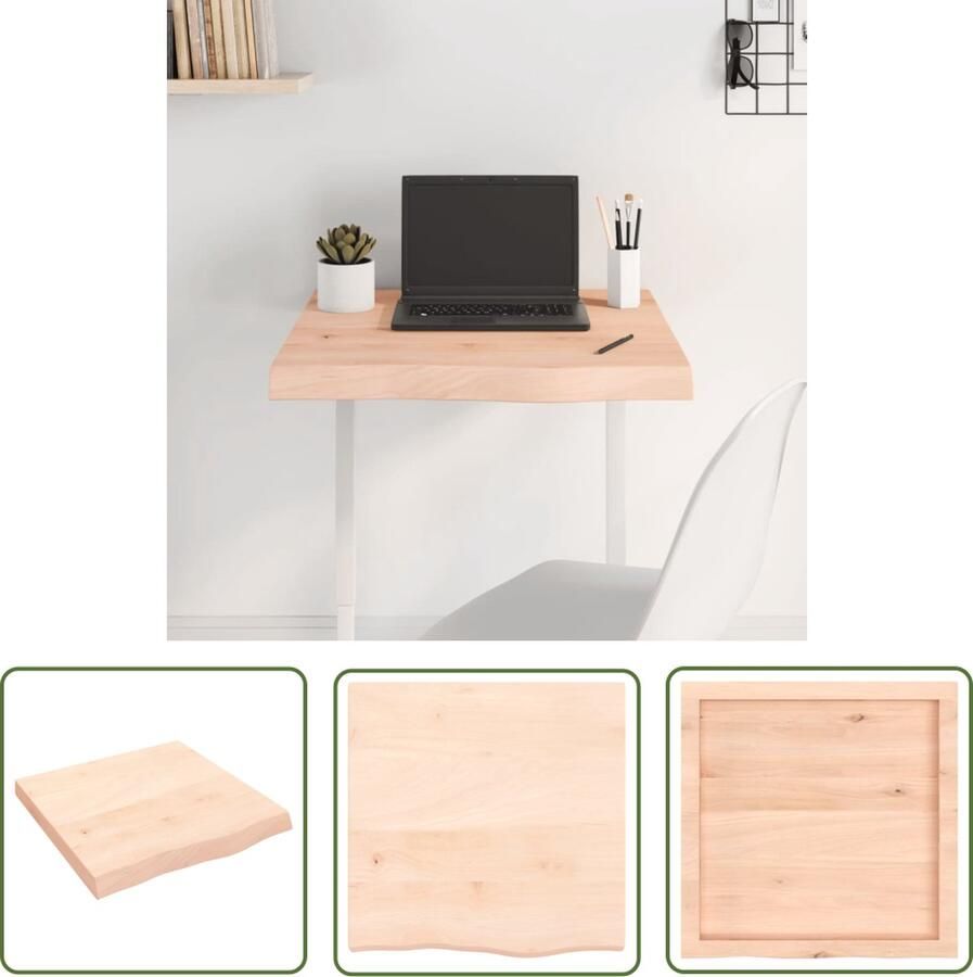 The Living Store Eikenhouten Tafelblad 60 x 60 x 6 cm Onbehandeld Natuurlijke Rand Tafelblad Eiken Eikenhouten Tafelblad Massief Eiken Vintage Tafelblad Landelijke Tafelblad