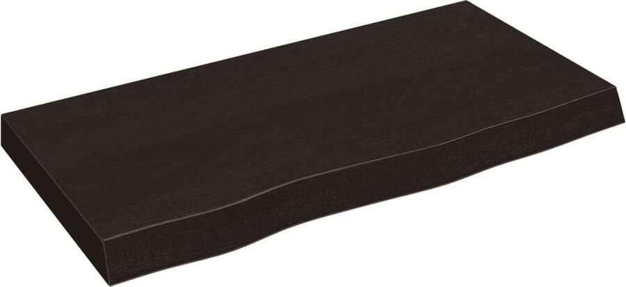 The Living Store Eikenhouten Tafelblad 80 x 40 x 6 cm Donkergrijs Met Natuurlijke Rand Tafelblad Eiken Eikenhouten Tafelblad Vervangen Salontafelblad Eetkamertafelblad