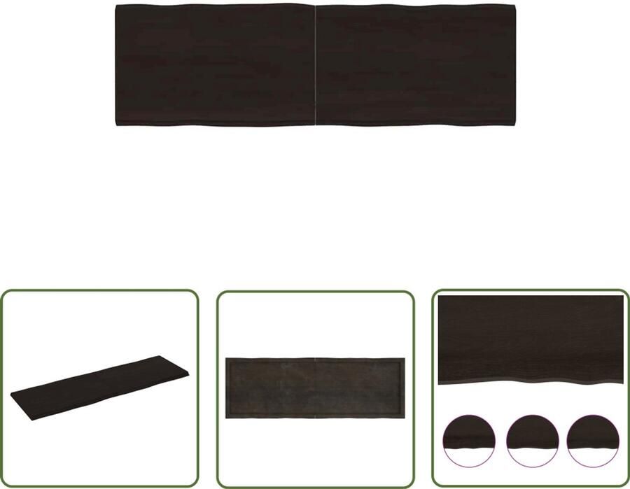 The Living Store Tafelblad natuurlijke rand 160x50x(2-4)cm eikenhout donkerbruin Tafelblad Eiken Eikenhouten Tafelblad Massief Eiken Tafelblad Vervangen Salontafel