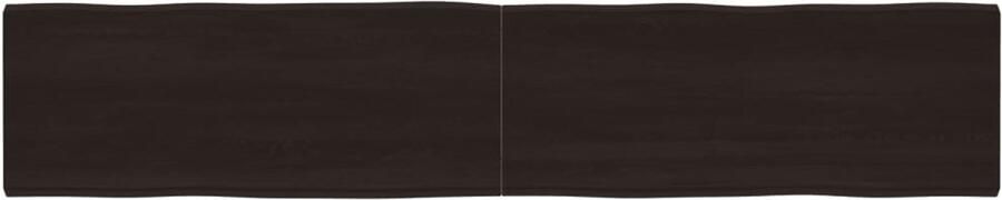 The Living Store Tafelblad natuurlijke rand 200x40x(2-4)cm eikenhout donkerbruin Tafelblad Eiken Eikenhouten Tafelblad Vervangen Salontafel Eethoek - Foto 3