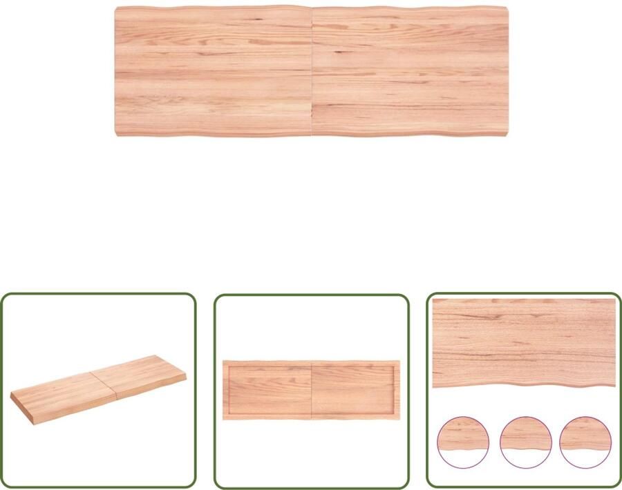 The Living Store Houten Tafelblad Duurzame Constructie 120 x 40 x 6 cm Lichtbruin Houten Tafelblad Eikenhouten Tafelblad Vervangen Salontafelblad Eetkamertafelblad - Foto 3