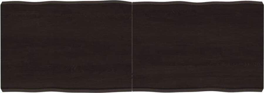 The Living Store Tafelblad natuurlijke rand 140x50x(2-6)cm eikenhout donkerbruin Tafelblad Eikenhouten Tafelblad Massief Eikenhout Tafelblad Vervangen Salontafel