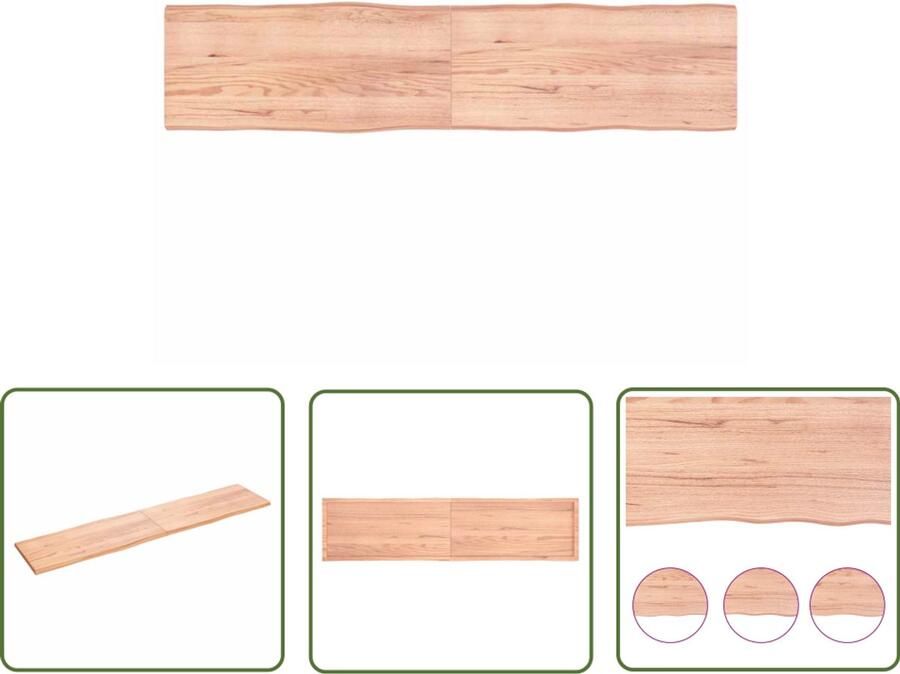 The Living Store Tafelblad natuurlijke rand 220x50x(2-4) cm eikenhout lichtbruin Tafelblad Eikenhouten Tafelblad Houten Tafelblad Salontafel Eetkamertafel