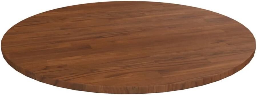 VidaXL Tafelblad Tafelbladen Houten Tafelblad Blad Tafelblad rond Ø70x1 5 cm bewerkt massief eikenhout donkerbruin