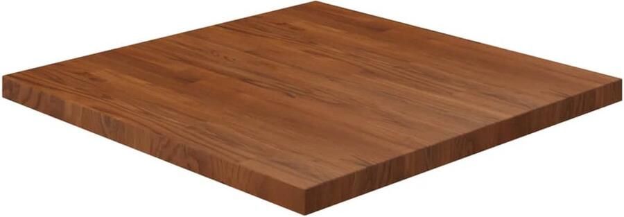 The Living Store Tafelblad vierkant 80x80x4cm behandeld eiken donkerbruin Tafelblad Eikenhouten Tafelblad Massief Eikenhout Bruin Tafelblad Ronde Tafelblad