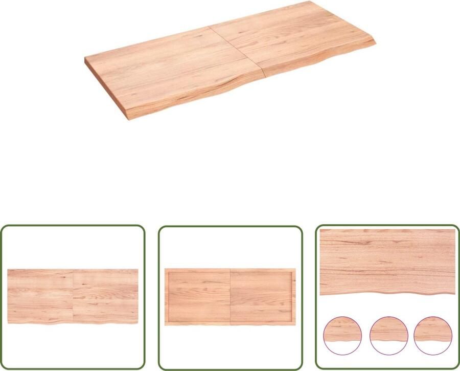The Living Store Wandschap 140x60x(2-4)cm behandeld massief eikenhout lichtbruin Wandplanken Eikenhouten Meubels Vintage Woonaccessoires Industriële Styling Opbergoplossingen - Foto 2