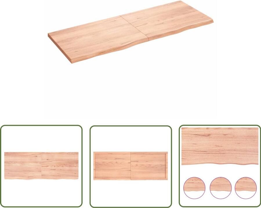 VidaXL Eikenhouten Wandplank Wandrek Wandschap 160x60x(2-4)cm behandeld massief eikenhout lichtbruin Vintage Wanddecoratie Industriële Wandopstelling Woonaccessoires - Foto 2