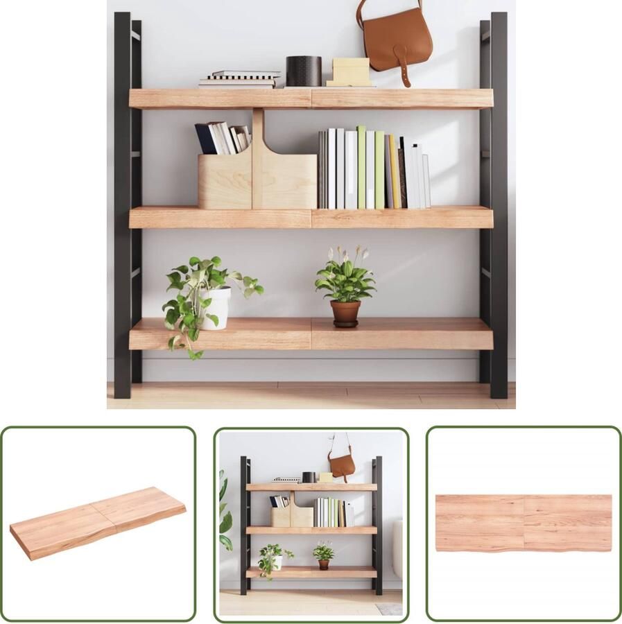 VidaXL Eikenhouten Wandplanken Wanddecoratie Wandschap 120x40x(2-6)cm behandeld massief eikenhout lichtbruin Vintage Wandrek Industriële Wandopstelling Woonaccessoires