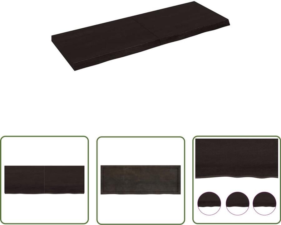 VidaXL Wandschap behandeld massief eikenhout donkerbruin Massief Houten Wandschap Eikenhouten Wandrek Vintage Wandschap Rustic Wanddecoratie Opbergwand - Foto 2