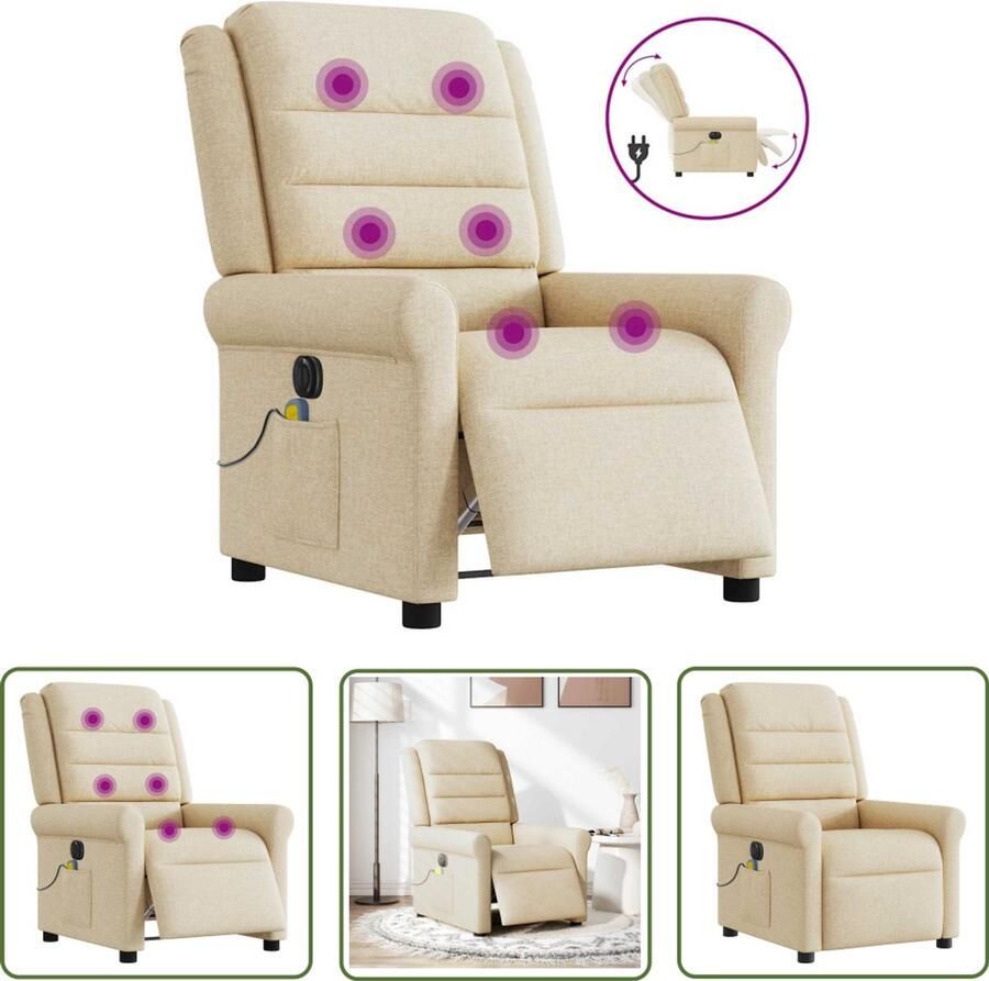 VidaXL Electrische Massagestoel elektrisch verstelbaar stof crèmekleurig Relaxstoel Ergonomische Stoel Comfortstoeltje