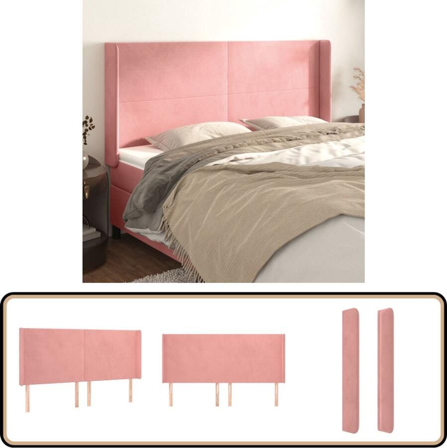 The Living Store Klassiek Hoofdbord Roze fluweel Verstelbare hoogte Stevige poten Comfortabele ondersteuning Klassieke Hoofdbord Fluweel Hoofdbord Roze Hoofdbord Met Randen Bedhoofdbord