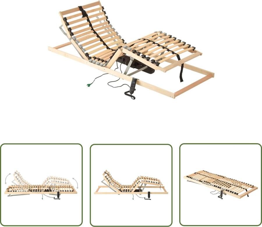 The Living Store Lattenbodem met 28 latten 7 zones elektrisch 100x200 cm Elektrische Lattenbodem Elektrisch Bed Massieve Houten Bedbodems Lattenbodem Met Motor Bedbodem Regulierbaar
