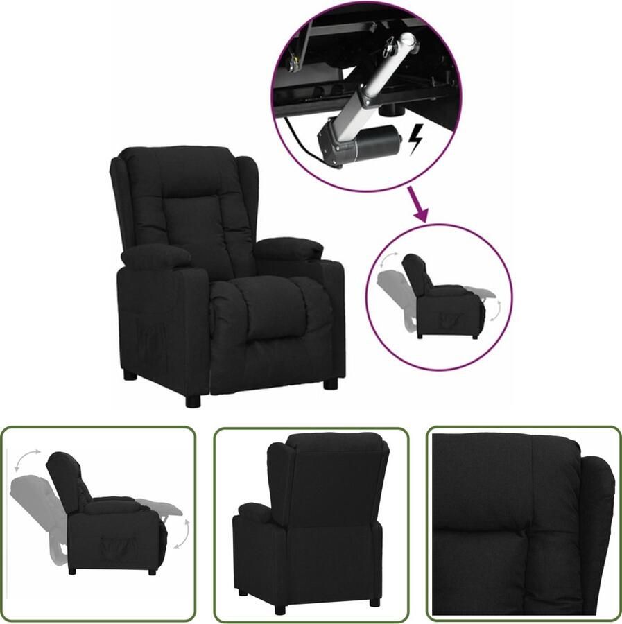 The Living Store Sta-opstoel Verstelbaar Zwart 72.5 x 96 x 99.5 cm Comfortabel Sta-opstoel Elektrisch Bedienbaar Zitzak Relaxfauteuil Comfortabele Stoel - Foto 2