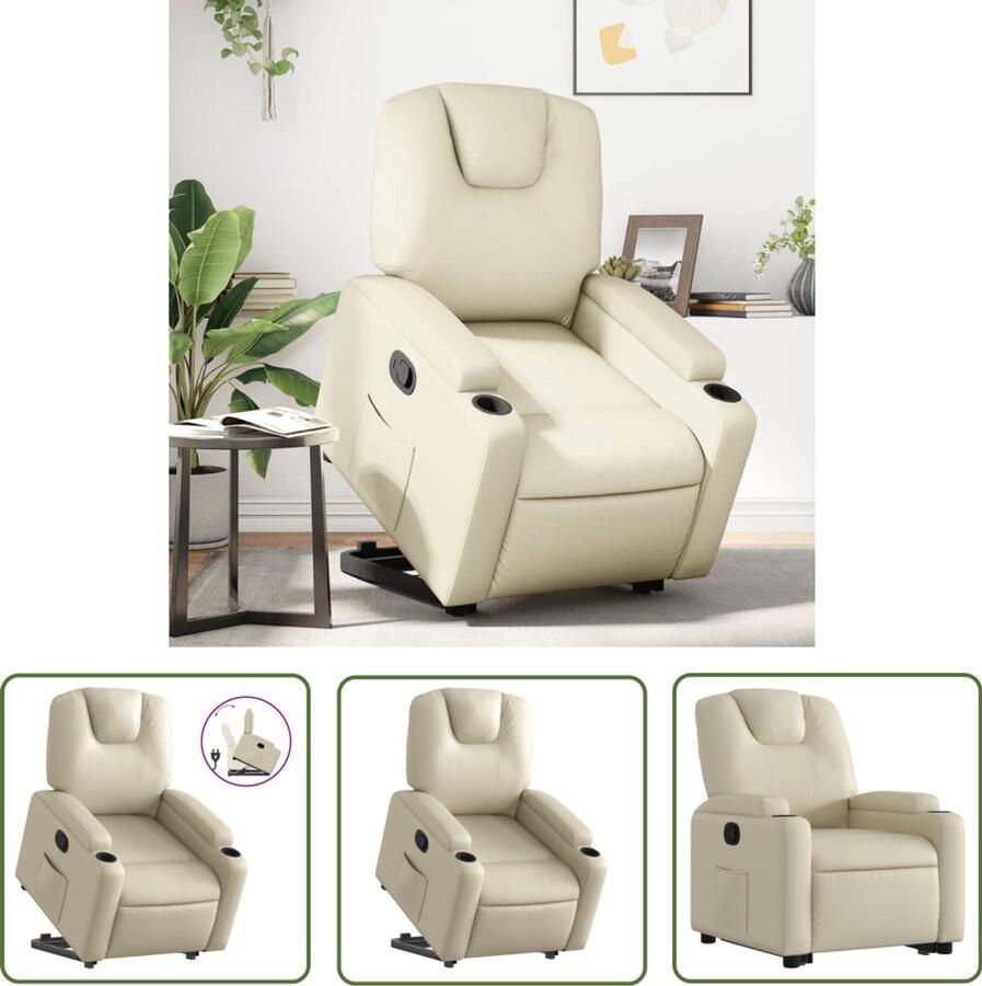 VidaXL Elektrisch Bedienbare Stoel Stapelstoelen Sta-op-stoel verstelbaar kunstleer crèmekleurig Rolstoel Alternatief Ergonomische Stoel Zitten Opstaan