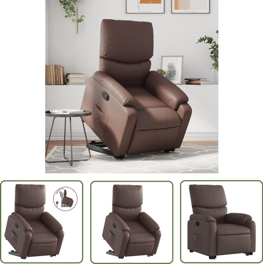 VidaXL Sta-op-fauteuil verstelbaar kunstleer bruin Sta Op Fauteuil Elektrisch Bediening Rolstoelfauteuil Rimless Fauteuil Ergonomische Stoel
