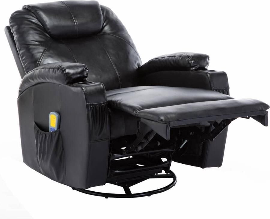 VidaXL Elektrisch Massagestoel schommelend kunstleer zwart Loungestoel Relaxfauteuil Zwarte Fauteuil