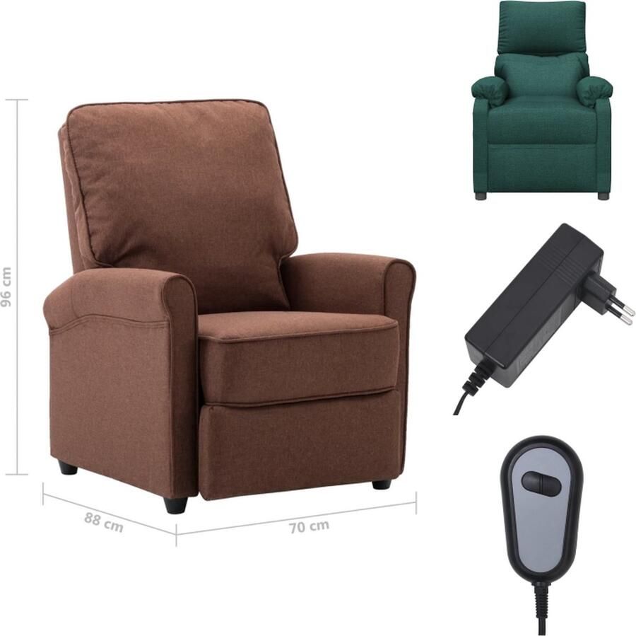 VidaXL Elektrisch verstelbare fauteuil Donkergroen Stof (100% polyester) 71.5 x 93 x 98 cm Comfortabel Fauteuil