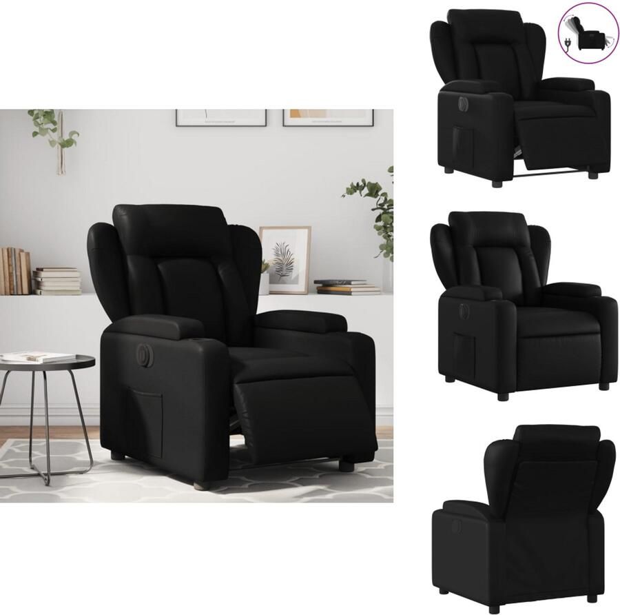 VidaXL Elektrisch Verstelbare Fauteuil Elektrisch Verstelbare Fauteuils Fauteuil Relaxfauteuil Fauteuil elektrisch verstelbaar kunstleer zwart