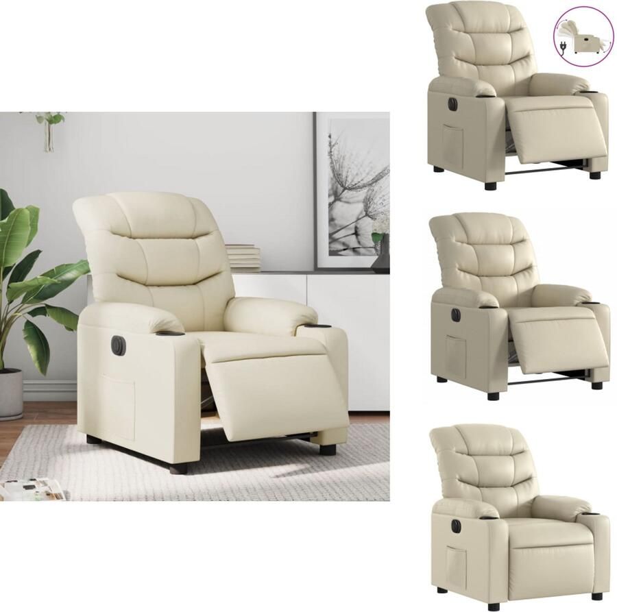 VidaXL Elektrisch Verstelbare Fauteuil Elektrisch Verstelbare Fauteuils Fauteuil Relaxfauteuil Fauteuil elektrisch verstelbaar kunstleer crèmekleurig