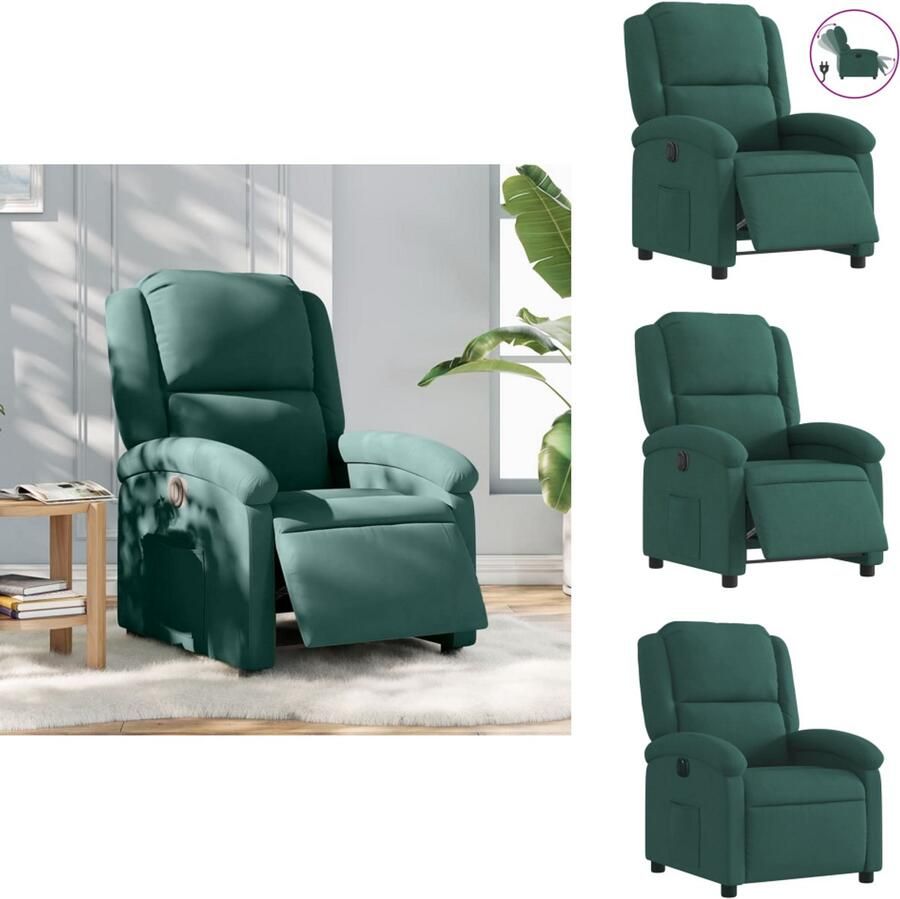 VidaXL Elektrisch Verstelbare Fauteuil Elektrisch Verstelbare Fauteuils Fauteuil Relaxfauteuil Fauteuil verstelbaar elektrisch stof donkergroen