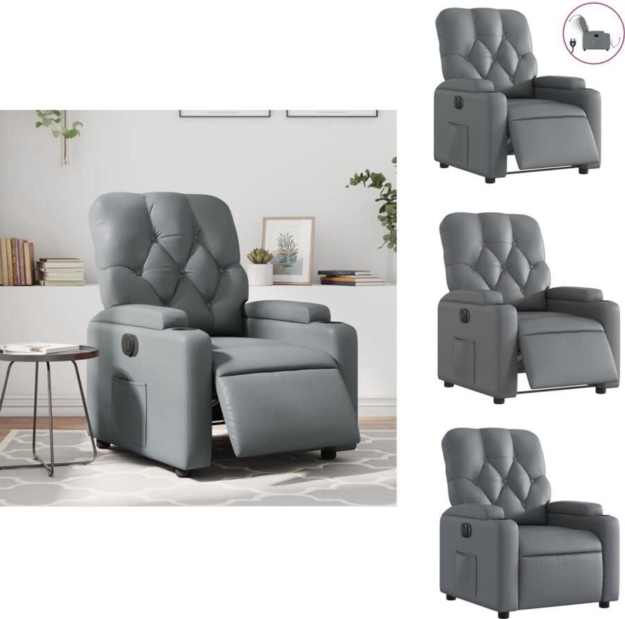 VidaXL Elektrisch Verstelbare Fauteuil Elektrisch Verstelbare Fauteuils Fauteuil Relaxfauteuil Fauteuil verstelbaar elektrisch kunstleer grijs