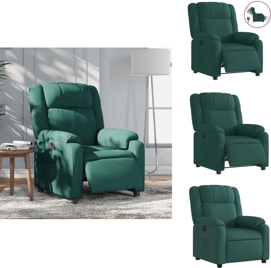 VidaXL Elektrisch Verstelbare Fauteuil Elektrisch Verstelbare Fauteuils Fauteuil Relaxfauteuil Fauteuil verstelbaar elektrisch stof donkergroen