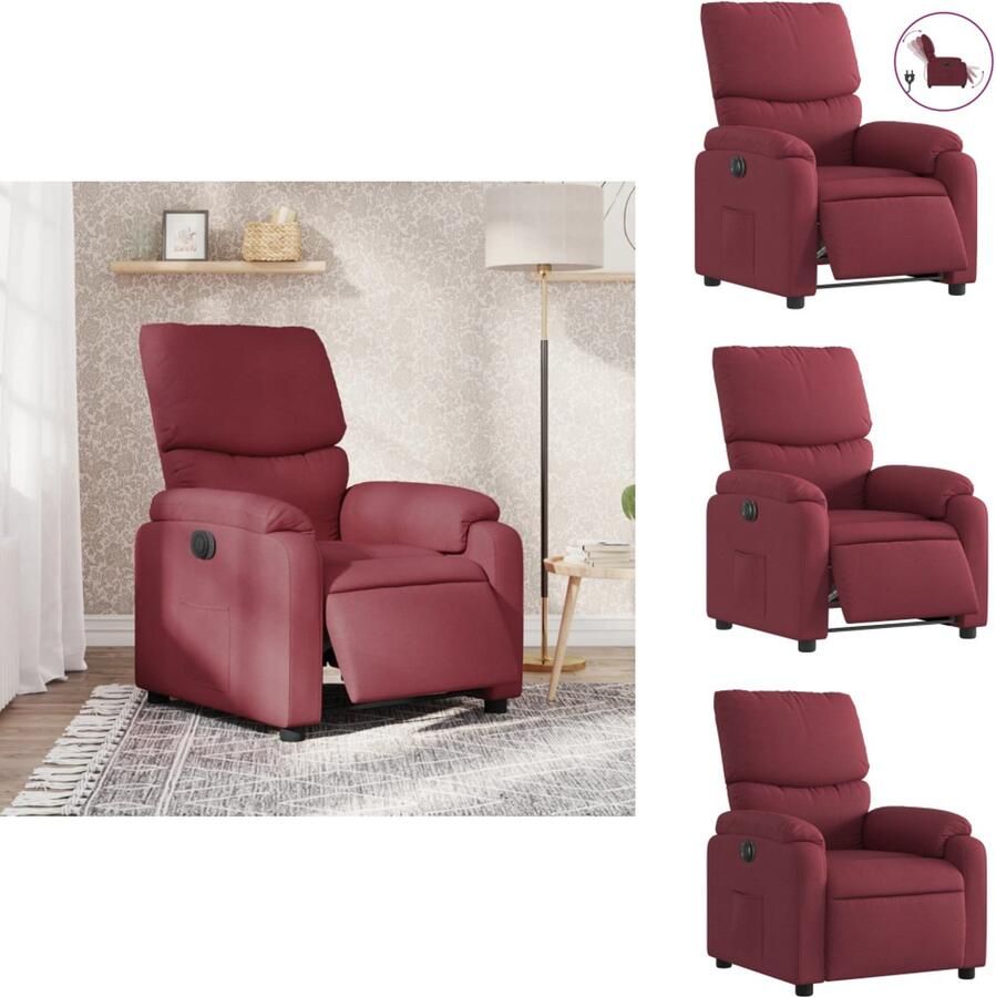 VidaXL Elektrisch Verstelbare Fauteuil Elektrisch Verstelbare Fauteuils Fauteuil Relaxfauteuil Fauteuil verstelbaar elektrisch stof wijnrood